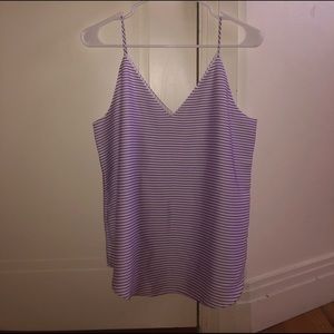 Express Purple and White Striped Blouse Tank Top